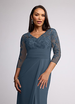 Azazie Joan Mother of the Bride Dresses Neptune Sheath V-Neck Lace Chiffon Dress image3