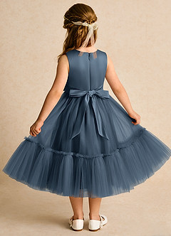 Azazie Miracle Flower Girl Dresses Neptune A-Line Bow Matte Satin Dress image2