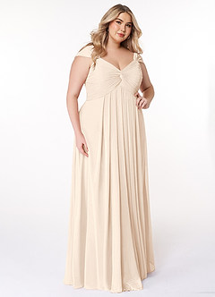 Azazie Kaitlynn Robes de demoiselle d'honneur Robe Empire Convertible en Mousseline de soie Gerafft Albâtre Blanc image12