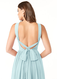 Azazie Dionne At-home Try On Dresses Grape A-Line Corset Chiffon Dress image3