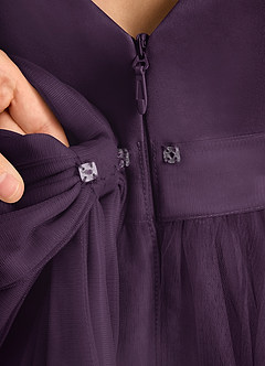 Azazie Winnie Robe Demoiselle D'honneur Fillette Robe Princesse en Tulle Arc Prune image8