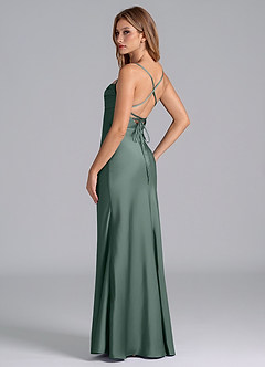 Azazie Seema Bridesmaid Dresses Sea Moss Mermaid Corset Stretch Satin Dress image6