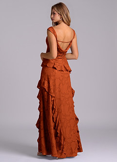Azazie Sloane Bridesmaid Dresses Paprika A-Line Sweetheart Neckline Floral Burnout Dress image2