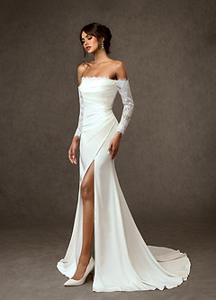 Azazie Onyx Wedding Dresses Diamond White Mermaid Sequins Crepe Back Satin Dress image11