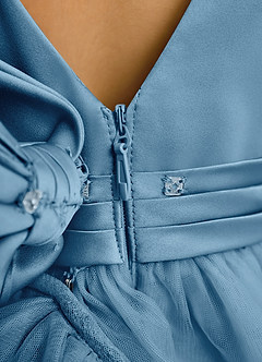 Azazie Lior Robe Demoiselle D'honneur Fillette Robe Princesse en Tulle Plissée Acier Bleuté image9