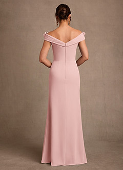 Azazie Jettie vestidos de madre de la novia Vestido de Rosa Empolvado de Gasa de Corte Recto con Plisado image3