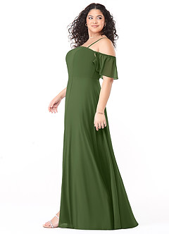 Azazie Sue Jurken voor bruidsmeisjes Converteerbaar Jurk van Chiffon met A-Lijn Off the Shoulder Olijf image9
