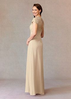 Azazie Junie Mother of the Bride Dresses Champagne A-Line Lace Chiffon Dress image4