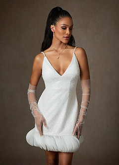 Azazie Maxina Wedding Dresses Diamond White Sheath Beading Dress image3