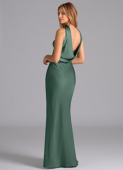 Azazie Lusinda Vestidos de damas de honor Vestido de Eucalipto de Satén Elástico de Corte Sirena con Sin tirantes image2