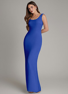 Azazie Hadley Bridesmaid Dresses Royal Blue Mermaid Pleated Chiffon Dress image3