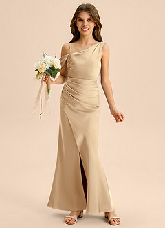 Azazie Madelyn Junior Klä av Tubklänning i Stretch Satin Av axeln image1