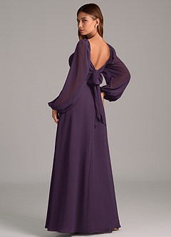 Azazie Annistyn Brudtärnklänningar Klänning av A-Linje i Chiffong Långärmad Plommon image2