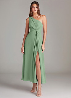 Azazie Brooke Brudepigekjoler En streg En skulder Chiffon Ankel-længde Kjole image1