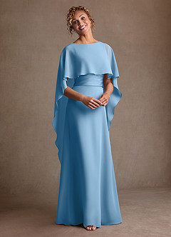 Azazie Marilla 신부의 어머니 드레스 A라인 주름진 쉬폰 플로어 길이 드레스 image6