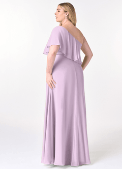 Azazie Lizzy Final Sale Frosted Lilac A-Line One Shoulder Chiffon Dress image11