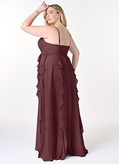 Azazie Peyton Bridesmaid Dresses Sangria A-Line Ruched Chiffon Dress image10
