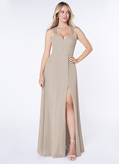 Azazie Jane Bridesmaid Dresses Frost A-Line V-Neck Pleated Chiffon Dress image1