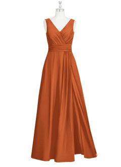 Azazie Karina Bridesmaid Dresses Cinnamon A-Line Pleated Chiffon Dress image6