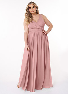 Azazie Kora Bridesmaid Dresses Dusty Rose A-Line Pleated Chiffon Dress image7