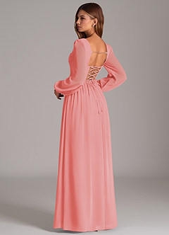 Azazie Maree Robes de demoiselle d'honneur Robe Trapèze en Mousseline de soie Corset Corail image2