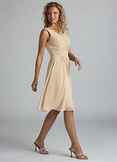 Azazie Grace Bridesmaid Dresses Champagne A-Line Pleated Chiffon Dress image4