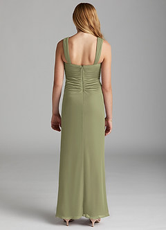 Azazie Jesaphine Junior Pistachio Sheath Pleated Mesh Dress image4