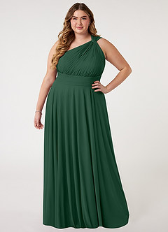 Azazie Charlize Abiti da Damigella Abito A-Line in Maglia Monospalla Verde Scuro image6