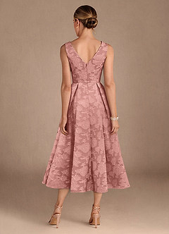 Azazie Fulton Mother of the Bride Dresses Rosette A-Line Pleated Floral Burnout Dress image3