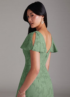 Azazie Soren Bridesmaid Dresses Eucalyptus A-Line Pleated Floral Burnout Dress image5