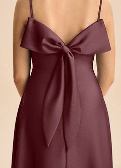 Azazie Isolde Junior Jurk van Stretch Satijn met A-Lijn Geplooid Sangria image5