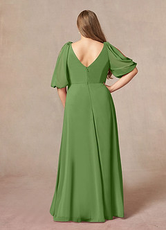 Azazie Bronwyn Mother of the Bride Dresses Basil A-Line V-Neck Ruched Chiffon Dress image7