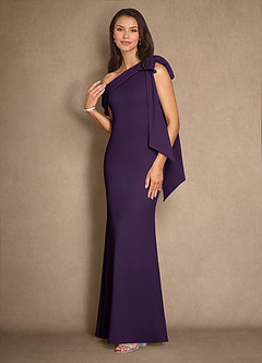 Azazie Myers vestidos de madre de la novia Vestido de Ciruela de Crepé elástico de Sirena con Plisado image4