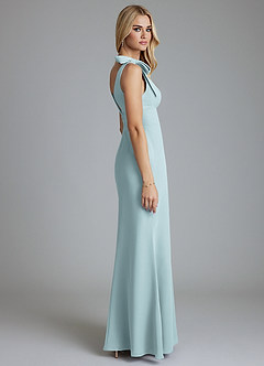 Azazie Taro Bridesmaid Dresses Mist Sheath Bow Chiffon Dress image4