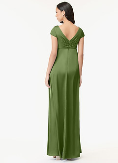 Azazie Allessia Maternity Bridesmaid Dresses A-Line Pleated Stretch Satin Floor-Length Dress image2