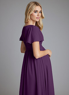 Azazie Verna Maternity Bridesmaid Dresses A-Line V-Neck Ruched Chiffon Floor-Length Dress image7