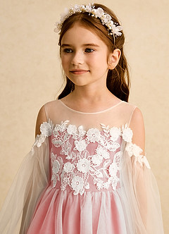 Azazie Zimi vestidos de niña de las flores Vestido de Coral de Tul de Princesa con Escote de Corazón image9