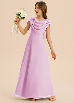 Azazie Lambie Junior Candy Pink A-Line Pleated Chiffon Dress image2