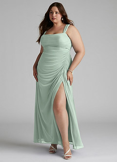 Azazie Jesaphine Bridesmaid Dresses Agave Sheath Ruched Mesh Dress image8