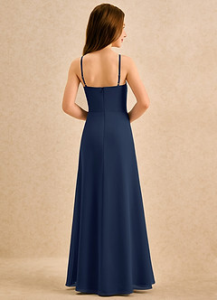 Azazie lolly Girls Formal Robe Demoiselle D'honneur Fillette Robe Trapèze en Mousseline de soie Plissée Bleu Marine Foncé image2