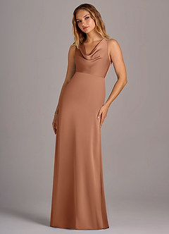 Azazie Wrenlee Bridesmaid Dresses Bronzer A-Line Stretch Satin Dress image5
