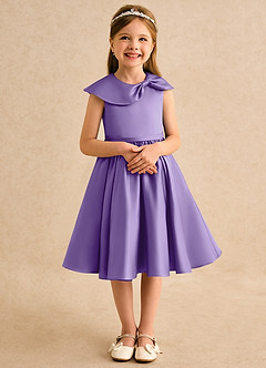 Azazie Acorn Flower Girl Dresses Tahiti A-Line Pleated Matte Satin Dress image5