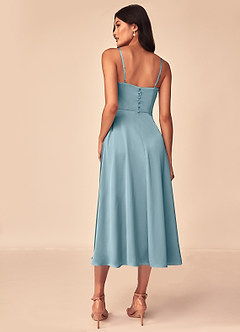 Azazie Dottie Bridesmaid Dresses Moody Blue A-Line Stretch Satin Dress image2