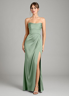 Azazie Johana Bridesmaid Dresses Matcha Mermaid Off the Shoulder Stretch Satin Convertible Dress image9