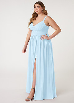 Azazie Chanel Bridesmaid Dresses Sky Blue A-Line Pleated Chiffon Dress image10