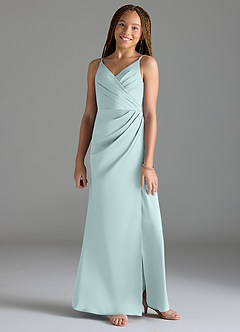 Azazie Maci Junior Klä av Sjöjungfru i Stretch Satin Plisserad image1