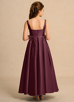 Azazie Mochi Girls Formal Abiti da Ragazza di Fiori Abito Principessa in Raso Opaco Plissettato Cabernet image2