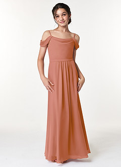 Azazie Alivia Junior MAI TAI A-Line Off the Shoulder Chiffon Dress image4