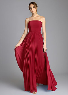 Azazie Mariana Brudtärnklänningar Klä av A-Linje i Chiffong Axelbandslös Scharlakansrött image1