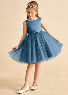 Azazie Jani Flower Girl Dresses Bermuda A-Line Bow Tulle Dress image5
